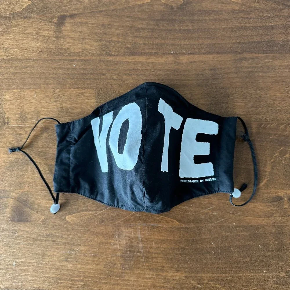 Vote Face Mask Black Fabric Washable Adult Unisex